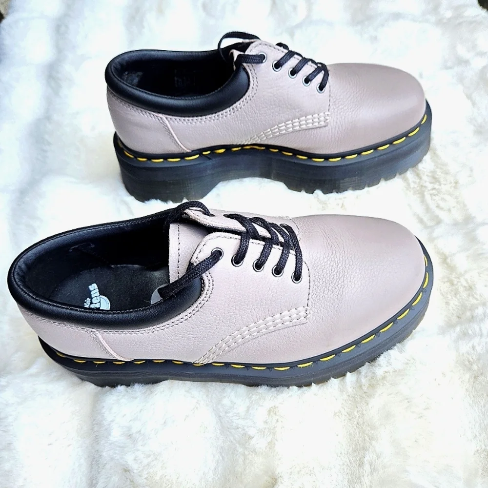 Dr. Martens 8053 Pisa Leather Platform Casual Oxford Shoes Vintage Taupe NEW - Picture 2 of 6